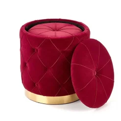 Garnero Arredamenti Pouf-Set 2 pouf moderno contenitore in velluto Emil Bordeaux