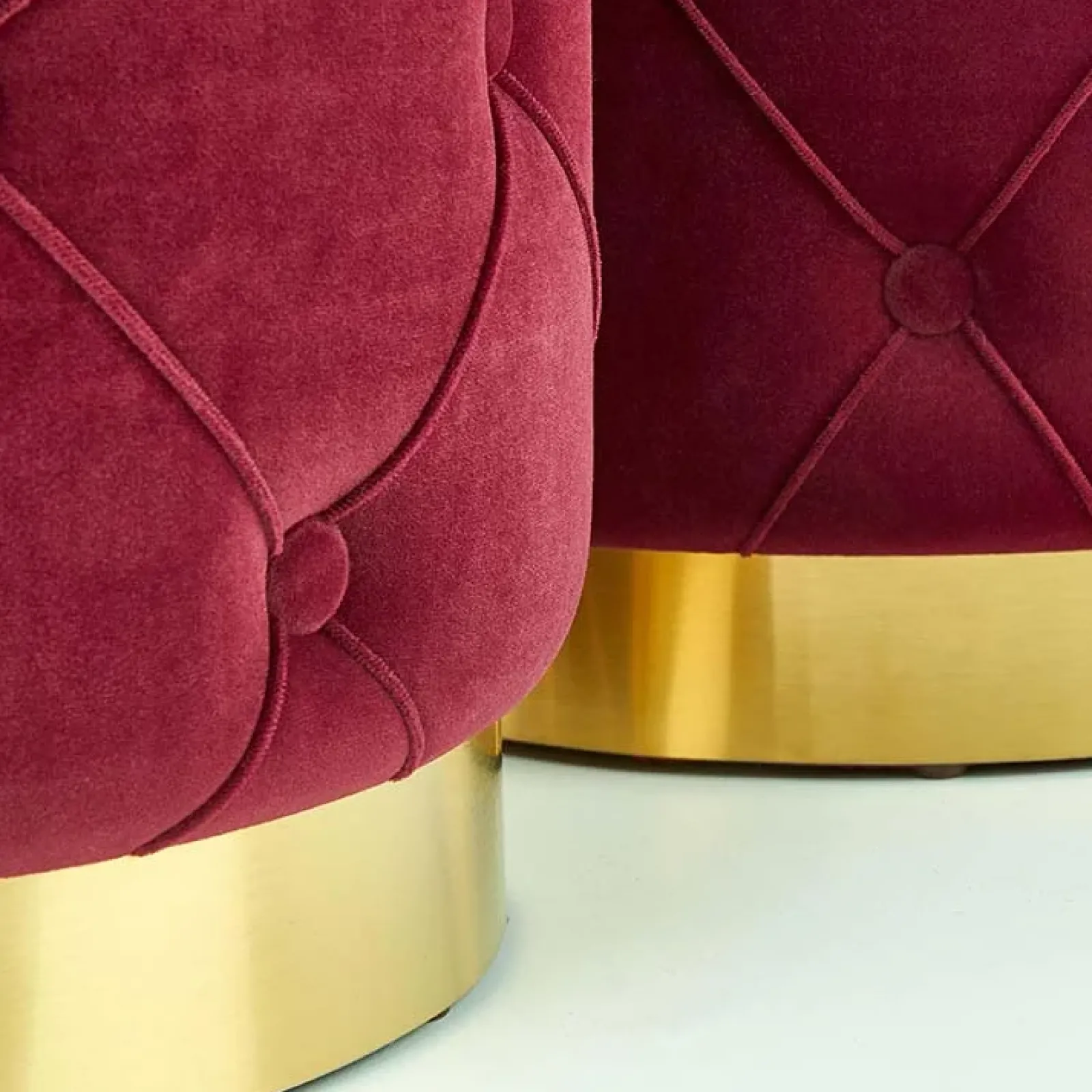 Garnero Arredamenti Pouf-Set 2 pouf moderno contenitore in velluto Emil Bordeaux