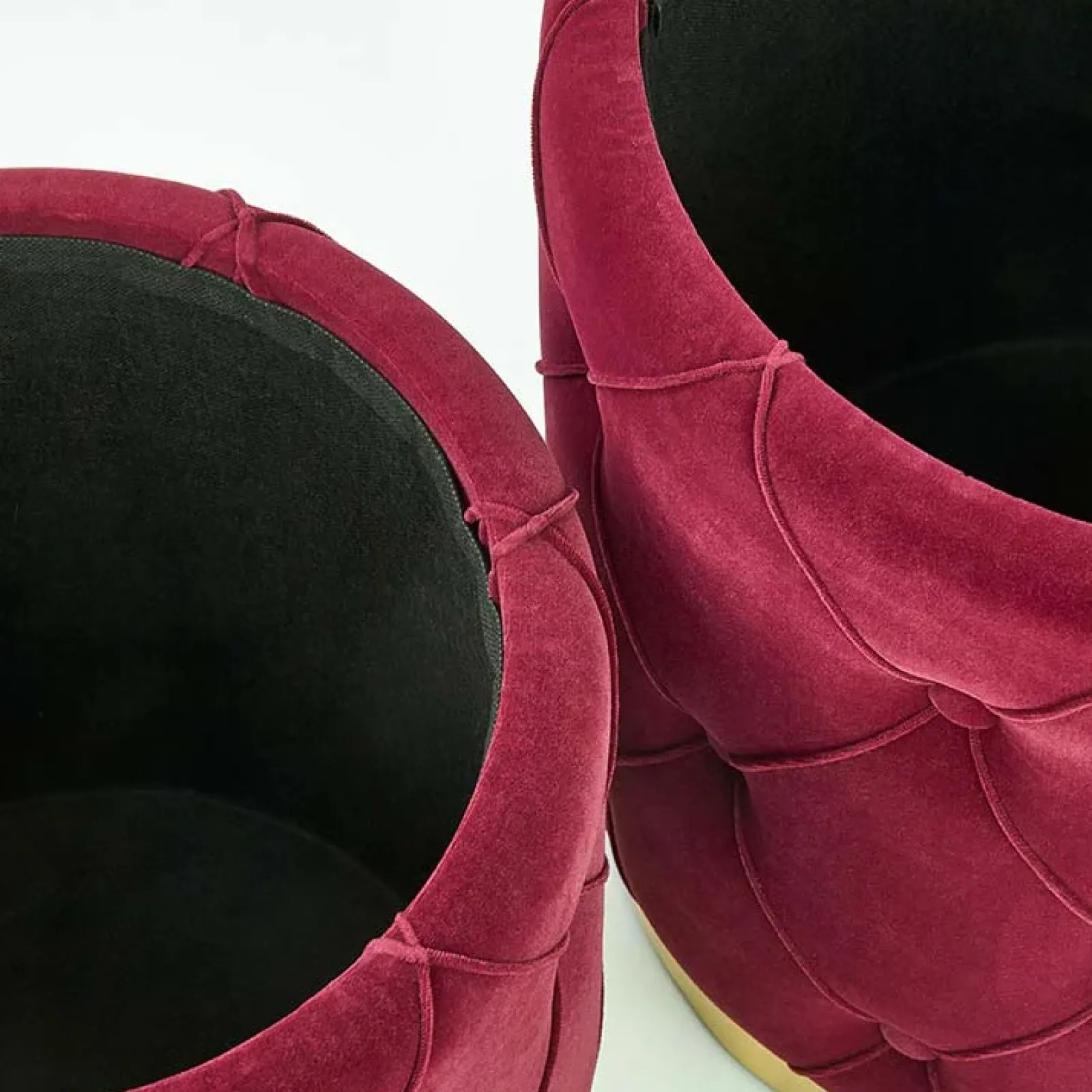 Garnero Arredamenti Pouf-Set 2 pouf moderno contenitore in velluto Emil Bordeaux