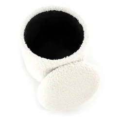 Garnero Arredamenti Pouf-Set 2 pouf rotondi contenitore imbottiti panna rovere Masato