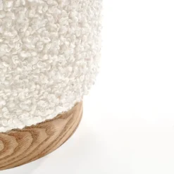 Garnero Arredamenti Pouf-Set 2 pouf rotondi contenitore imbottiti panna rovere Masato