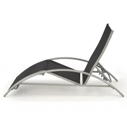 Garnero Arredamenti Salotto Da Giardino-Set 2 sdraio da giardino con tavolino relax nero grigio Marea