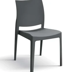 Garnero Arredamenti Sedie Da Giardino-Set 4 sedie da giardino esterno bar dehors impilabili polipropilene grigio Velum