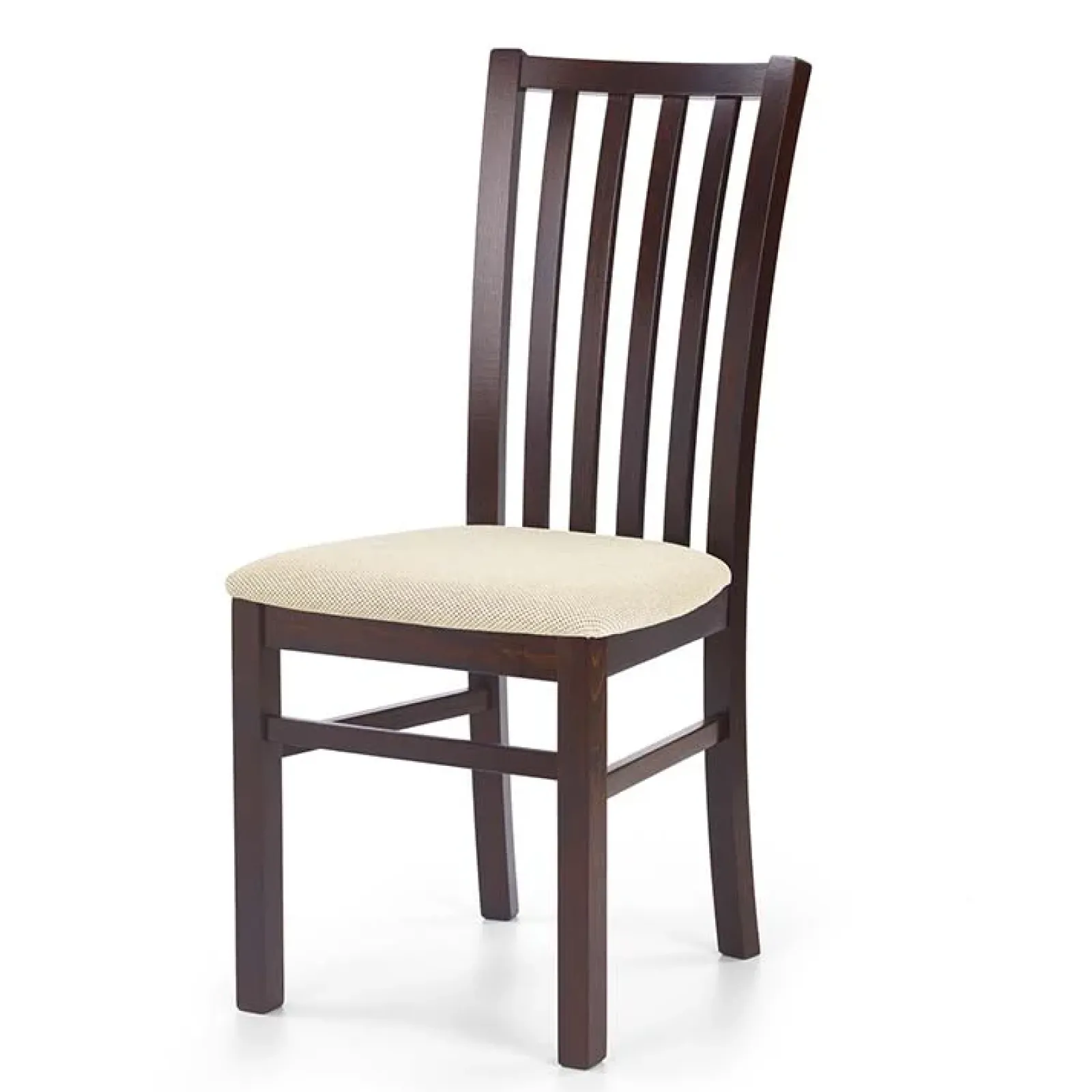 Garnero Arredamenti Sedie In Tessuto|Sedie In Legno-Set 2 sedie da pranzo imbottite classiche in tessuto beige noce scuro Rosita