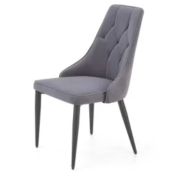 Garnero Arredamenti Sedie In Tessuto-Set 2 sedie da pranzo imbottite in velluto grigio Deanna