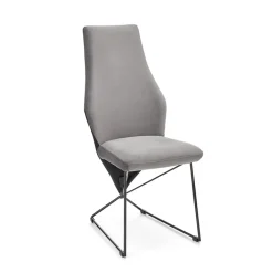 Garnero Arredamenti Sedie In Tessuto-Set 2 sedie da pranzo imbottite in velluto nero Malabo Grigio