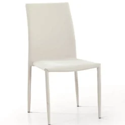 Garnero Arredamenti Sedie Imbottite Ecopelle-Set 2 sedie da pranzo imbottite in tessuto bianco Kate