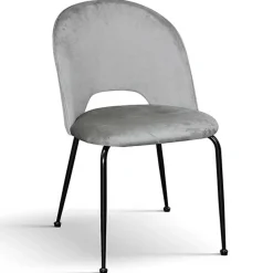 Garnero Arredamenti Sedie In Tessuto-Set 4 sedie da pranzo imbottite in velluto grigio metallo Maxim