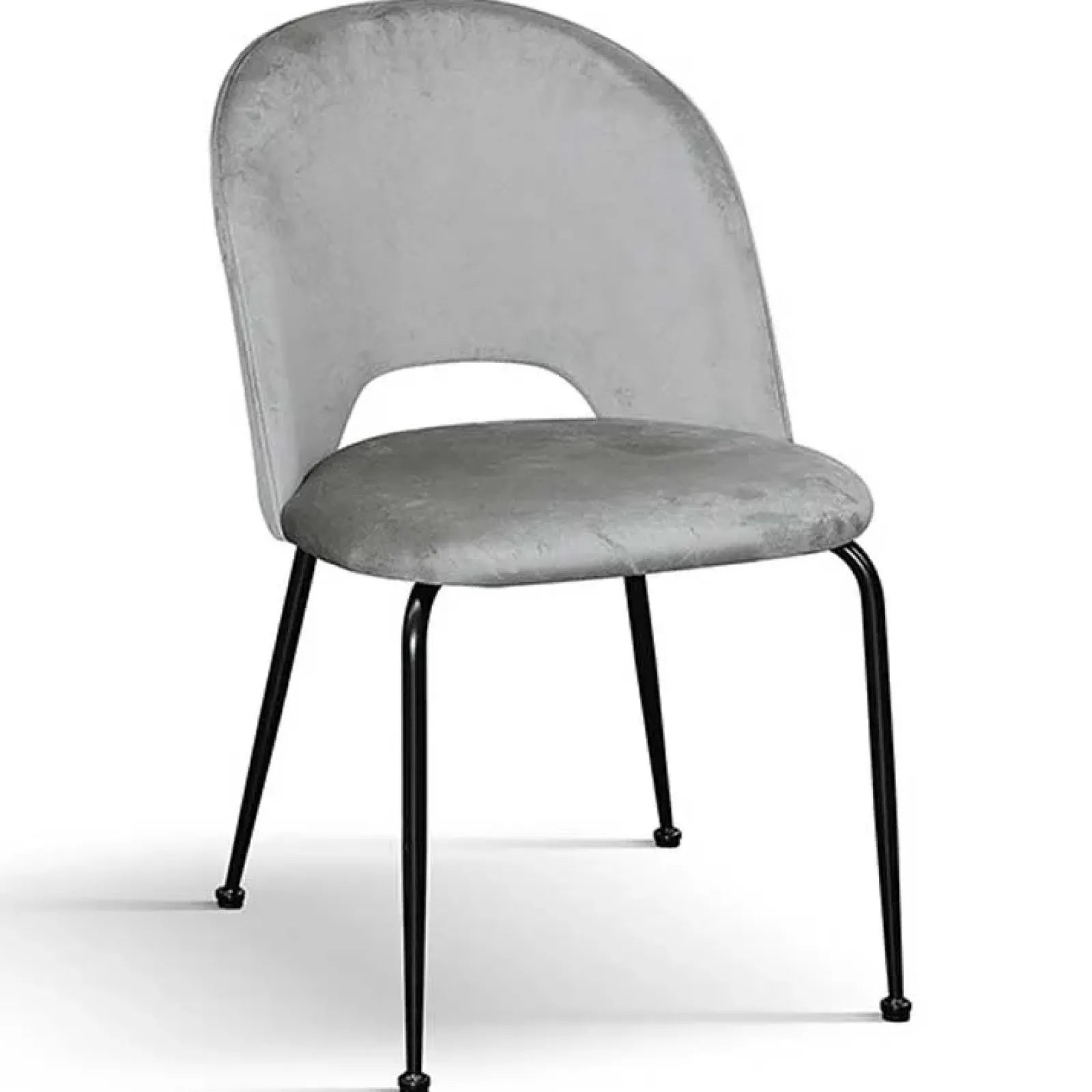 Garnero Arredamenti Sedie In Tessuto-Set 4 sedie da pranzo imbottite in velluto grigio metallo Maxim