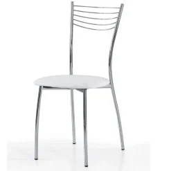 Garnero Arredamenti Sedie Imbottite Ecopelle-Set 6 sedie da pranzo in ecopelle e metallo Dea bianca Gihome®