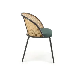 Garnero Arredamenti Sedie In Legno-Set 4 sedie da pranzo in rattan e velluto scuro Triski Verde