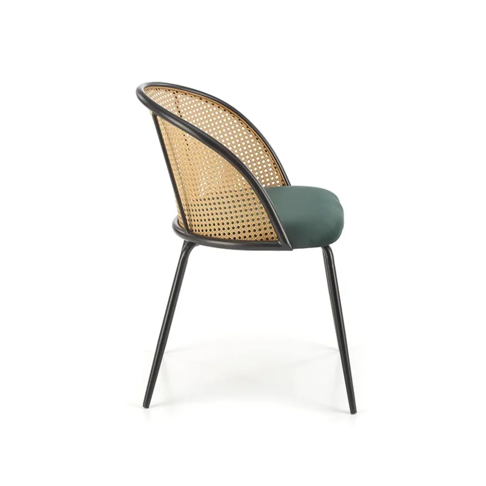 Garnero Arredamenti Sedie In Legno-Set 4 sedie da pranzo in rattan e velluto scuro Triski Verde