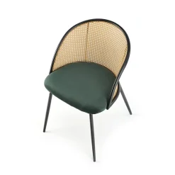 Garnero Arredamenti Sedie In Legno-Set 4 sedie da pranzo in rattan e velluto scuro Triski Verde