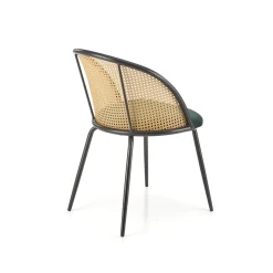 Garnero Arredamenti Sedie In Legno-Set 4 sedie da pranzo in rattan e velluto scuro Triski Verde