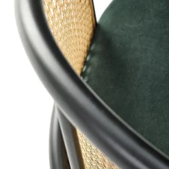 Garnero Arredamenti Sedie In Legno-Set 4 sedie da pranzo in rattan e velluto scuro Triski Verde