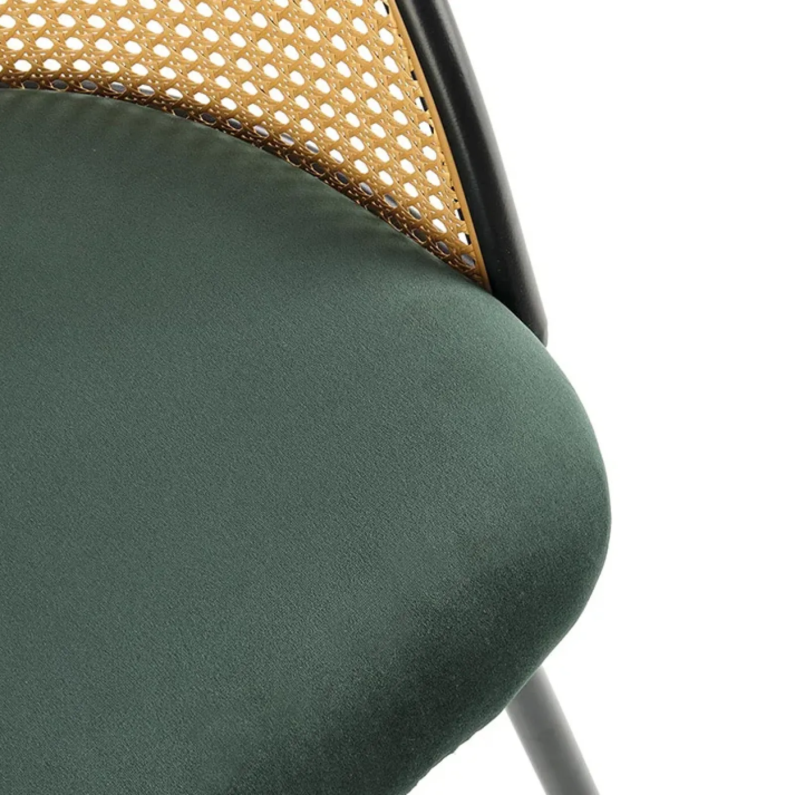 Garnero Arredamenti Sedie In Legno-Set 4 sedie da pranzo in rattan e velluto scuro Triski Verde