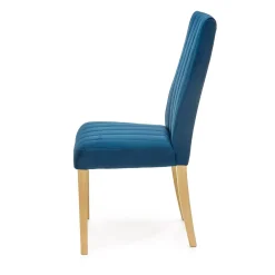 Garnero Arredamenti Sedie In Tessuto-Set 2 sedie da pranzo in tessuto velluto trapuntato rovere chiaro Doha Blu