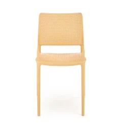 Garnero Arredamenti Sedie Da Giardino|Sedie Polipropilene-Set 4 sedie da pranzo moderne in polipropilene arancione Luanda