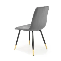 Garnero Arredamenti Sedie In Tessuto-Set 4 sedie da pranzo moderne in velluto grigia oro Valkiria Grigio - Oro