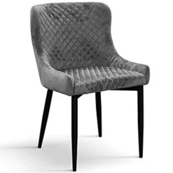 Garnero Arredamenti Sedie In Tessuto-Set 4 sedie da sala imbottite in velluto grigio metallo Eliseo