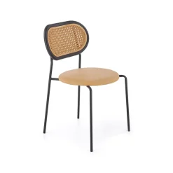 Garnero Arredamenti Sedie Imbottite Ecopelle-Set 4 sedie da sala in rattan ed ecopelle chiaro Tiny Marrone