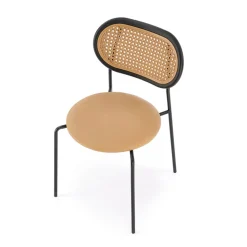 Garnero Arredamenti Sedie Imbottite Ecopelle-Set 4 sedie da sala in rattan ed ecopelle chiaro Tiny Marrone
