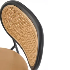 Garnero Arredamenti Sedie Imbottite Ecopelle-Set 4 sedie da sala in rattan ed ecopelle chiaro Tiny Marrone