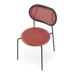 Garnero Arredamenti Sedie In Legno|Sedie Imbottite Ecopelle-Set 4 sedie da sala in rattan ed ecopelle Tiny Bordeaux