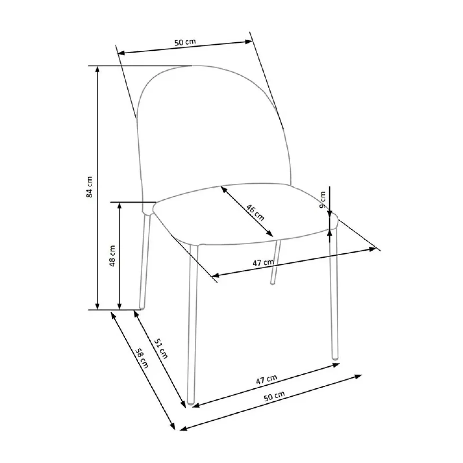 Garnero Arredamenti Sedie In Tessuto-Set 4 sedie da sala moderne in tessuto navy Orco Blu