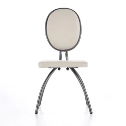 Garnero Arredamenti Sedie Imbottite Ecopelle-Set 4 sedie da soggiorno in ecopelle grigio chiaro Fergus