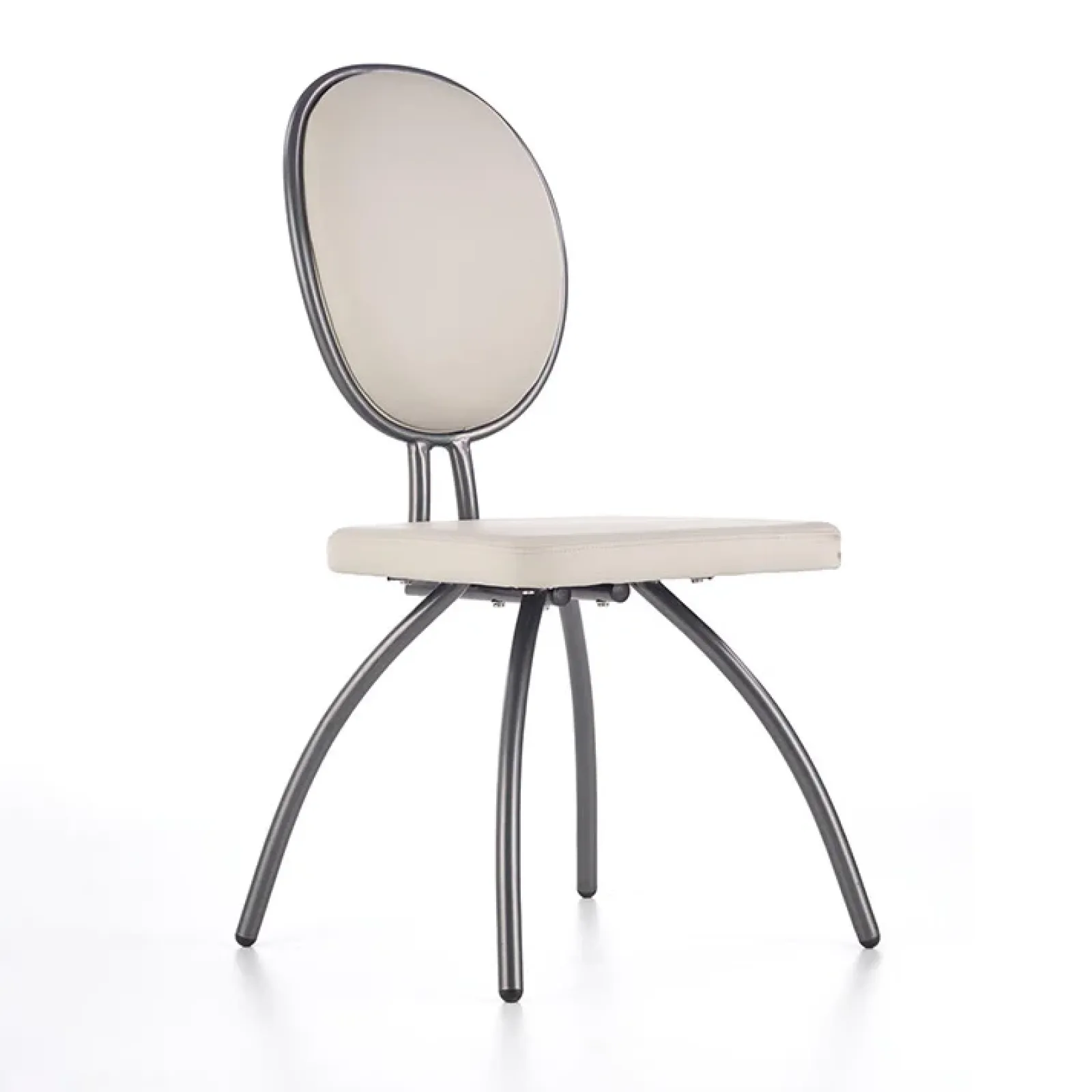 Garnero Arredamenti Sedie Imbottite Ecopelle-Set 4 sedie da soggiorno in ecopelle grigio chiaro Fergus