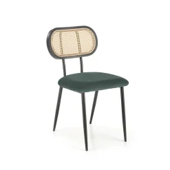 Garnero Arredamenti Sedie In Tessuto-Set 2 sedie da soggiorno in rattan e velluto scuro Paulie Verde