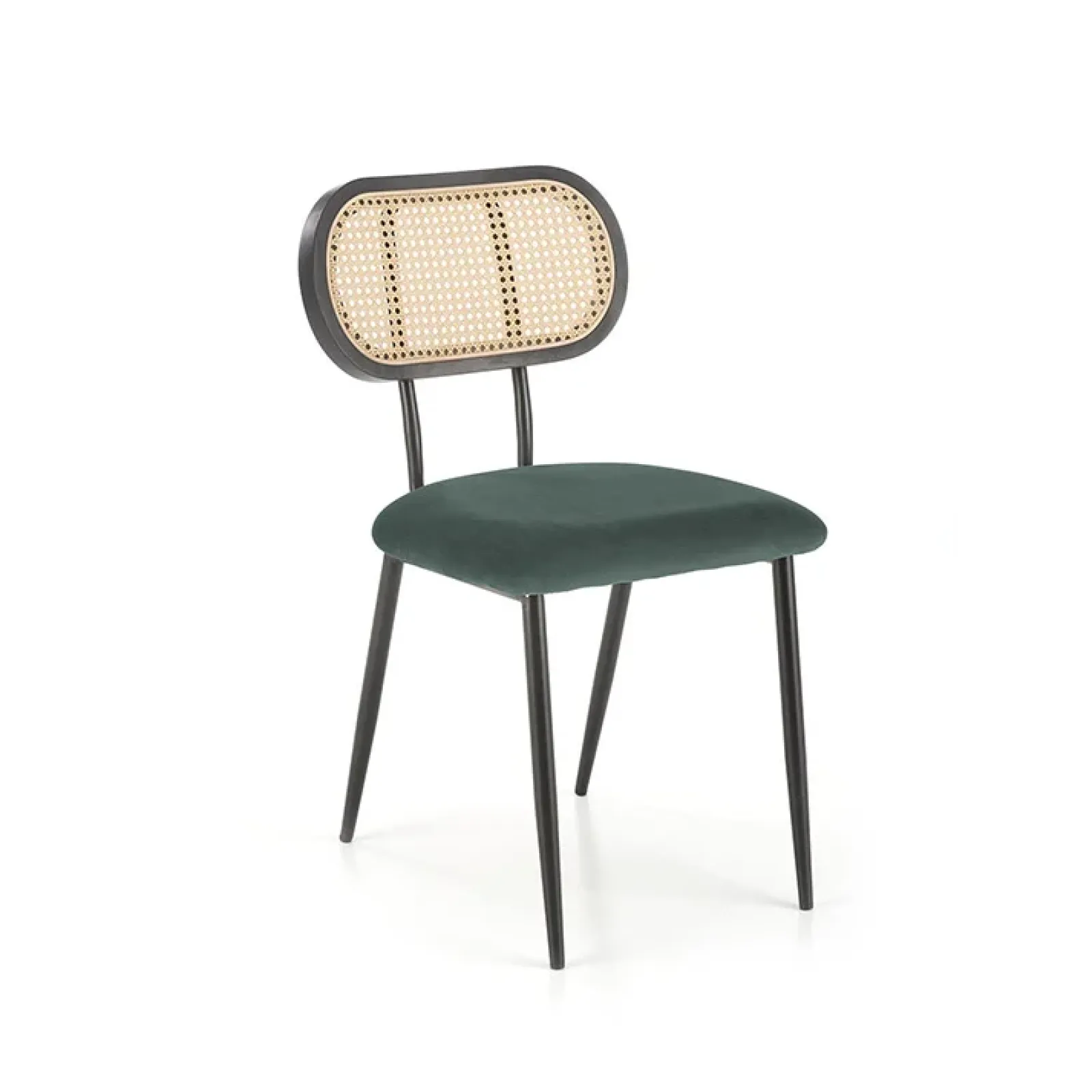 Garnero Arredamenti Sedie In Tessuto-Set 2 sedie da soggiorno in rattan e velluto scuro Paulie Verde