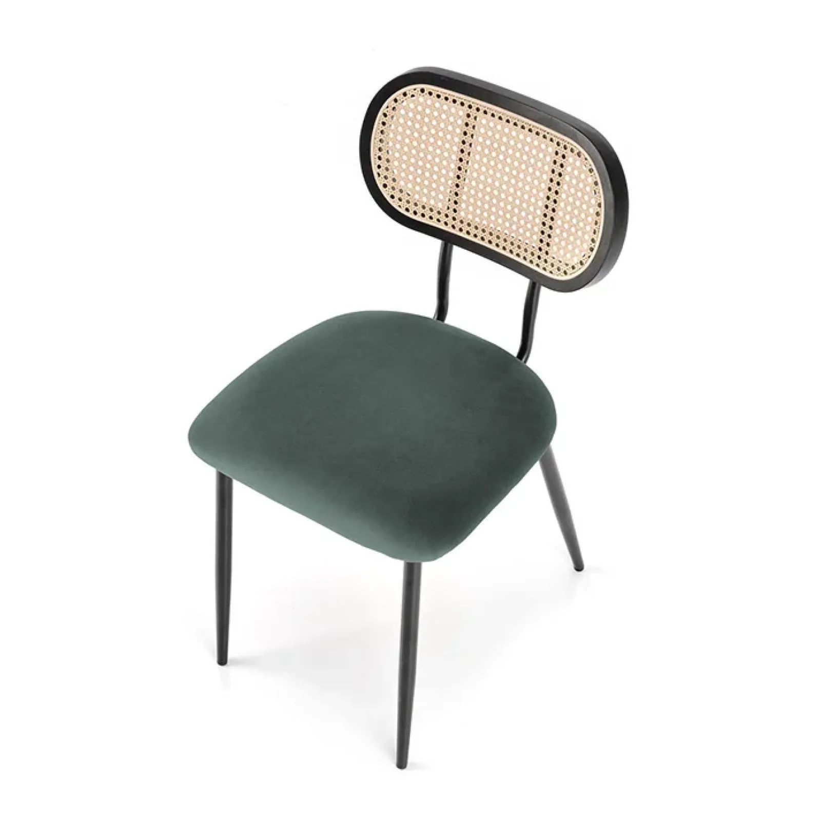 Garnero Arredamenti Sedie In Tessuto-Set 2 sedie da soggiorno in rattan e velluto scuro Paulie Verde