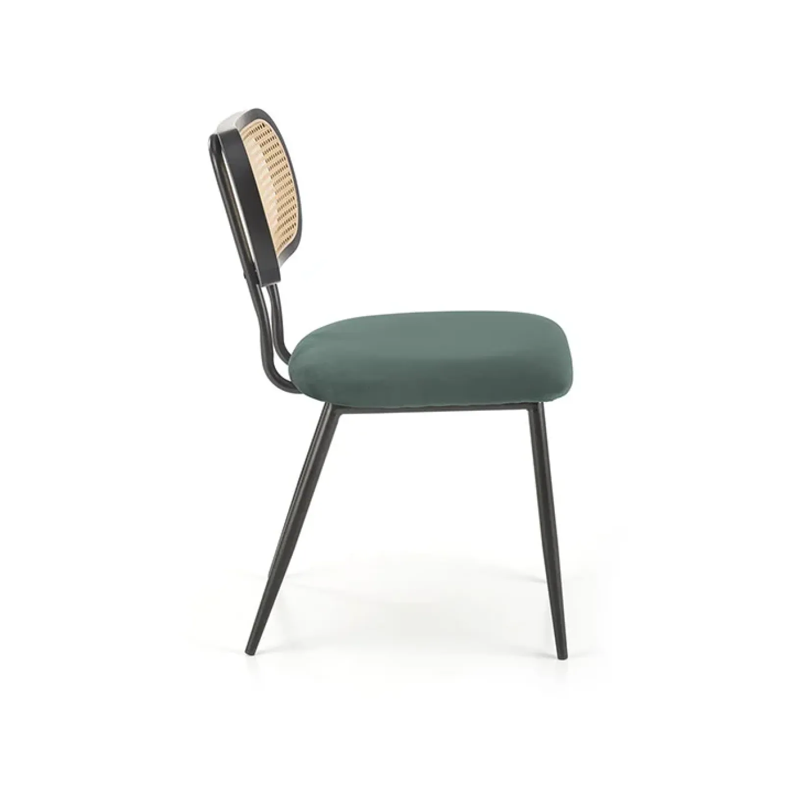 Garnero Arredamenti Sedie In Tessuto-Set 2 sedie da soggiorno in rattan e velluto scuro Paulie Verde
