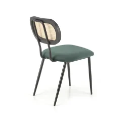 Garnero Arredamenti Sedie In Tessuto-Set 2 sedie da soggiorno in rattan e velluto scuro Paulie Verde