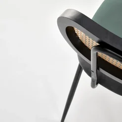 Garnero Arredamenti Sedie In Tessuto-Set 2 sedie da soggiorno in rattan e velluto scuro Paulie Verde