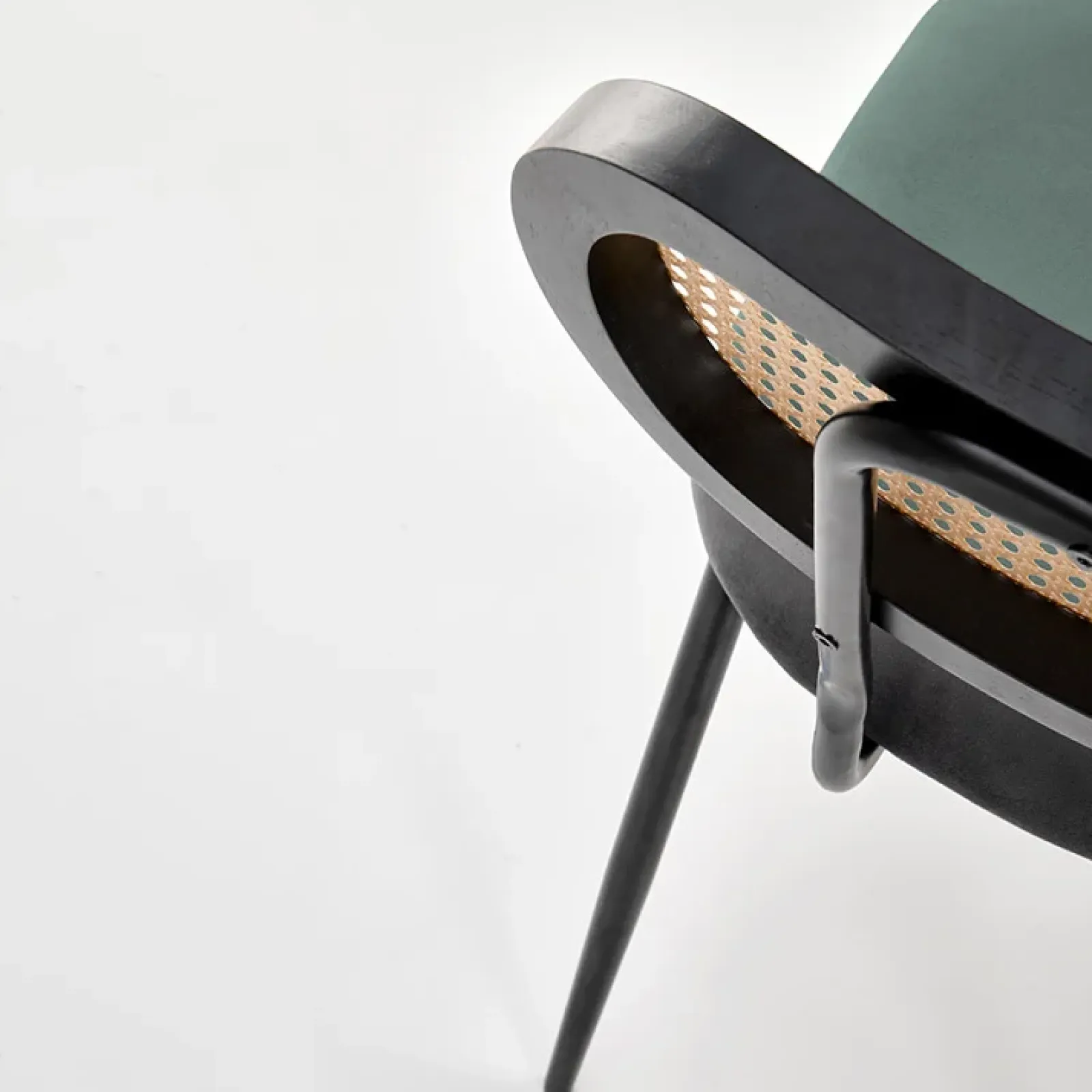 Garnero Arredamenti Sedie In Tessuto-Set 2 sedie da soggiorno in rattan e velluto scuro Paulie Verde