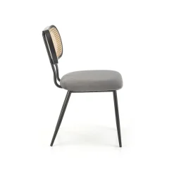 Garnero Arredamenti Sedie In Tessuto-Set 2 sedie da soggiorno in rattan e velluto Paulie Grigio