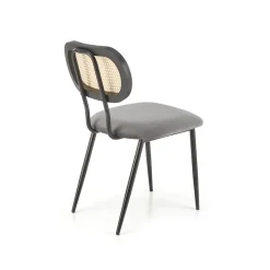 Garnero Arredamenti Sedie In Tessuto-Set 2 sedie da soggiorno in rattan e velluto Paulie Grigio