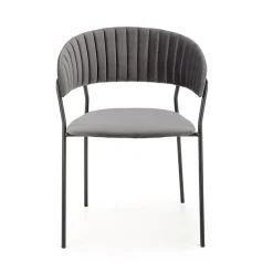 Garnero Arredamenti Sedie In Tessuto-Set 4 sedie da soggiorno moderne in velluto Lina Grigio