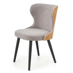 Garnero Arredamenti Sedie In Tessuto-Set 2 sedie imbottite in tessuto grigio rovere naturale acciaio nero Nathan