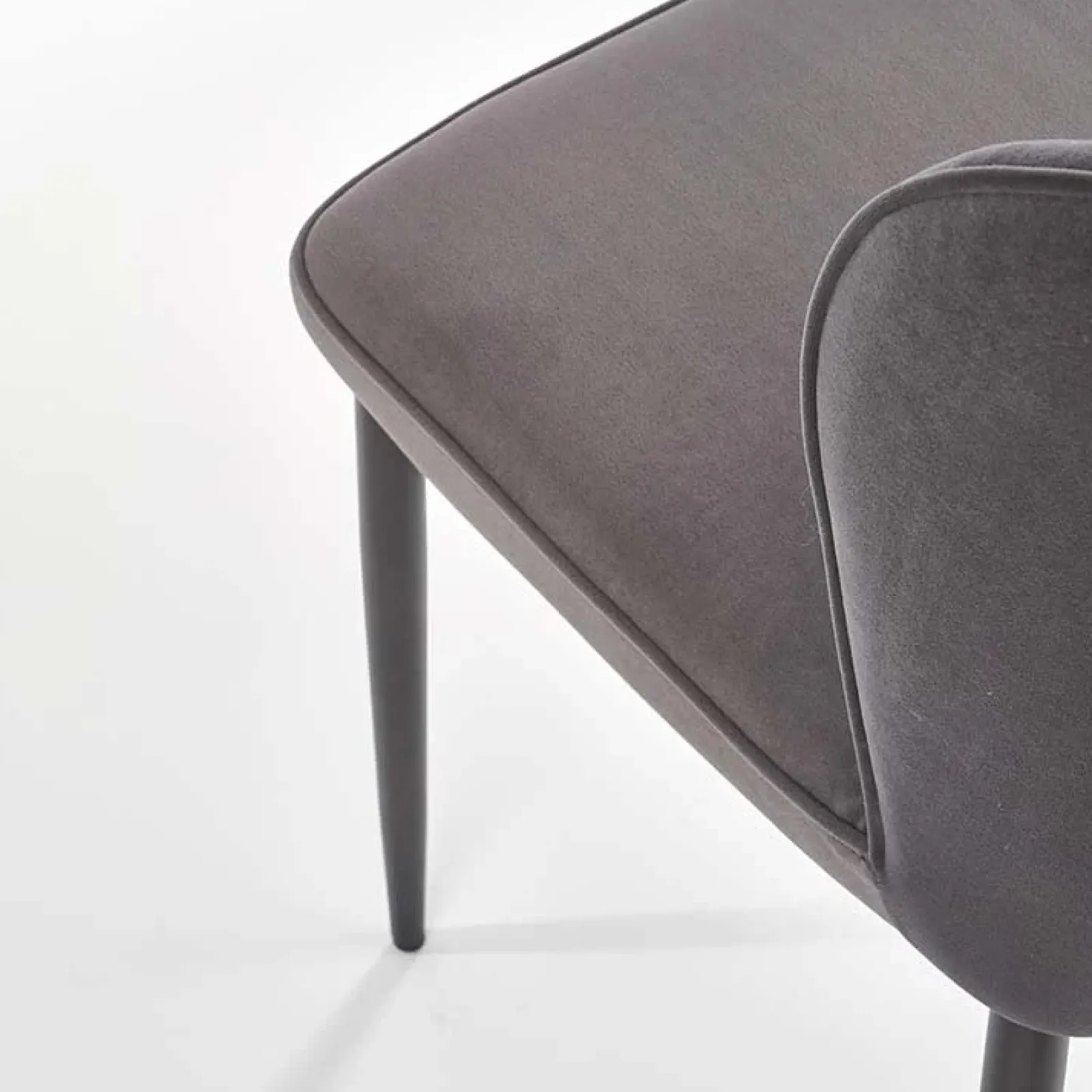 Garnero Arredamenti Sedie In Tessuto-Set 2 sedie imbottite in velluto grigio Doral