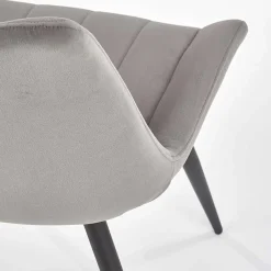 Garnero Arredamenti Sedie In Tessuto-Set 4 sedie imbottite in velluto grigio Leda