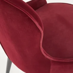 Garnero Arredamenti Sedie In Tessuto-Set 2 sedie imbottite in velluto bordeaux Vera Rosso