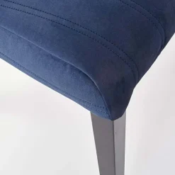 Garnero Arredamenti Sedie In Tessuto-Set 2 sedie imbottite in velluto blu con gambe in legno nero Soledad