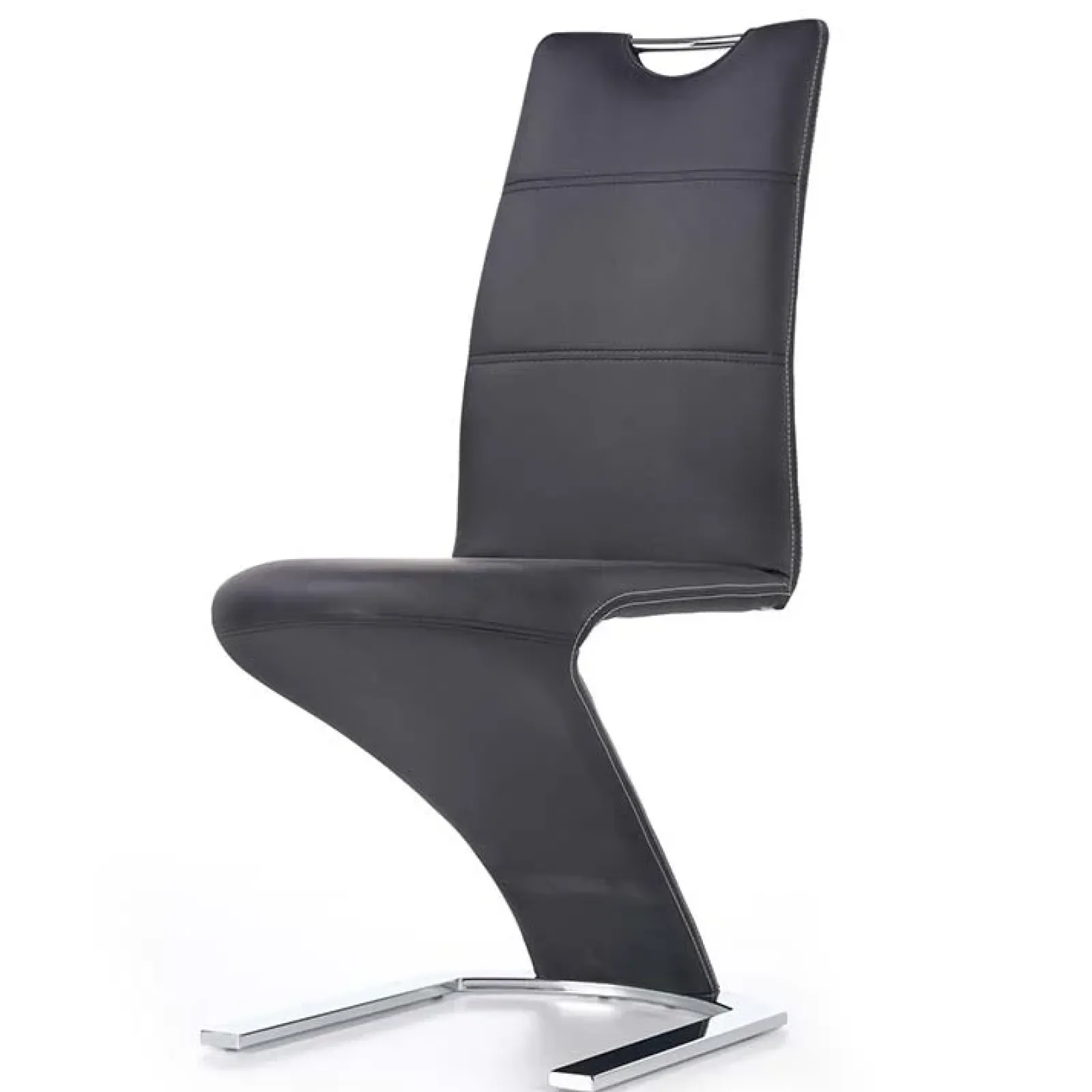 Garnero Arredamenti Sedie Imbottite Ecopelle-Set 2 sedie in ecopelle nero acciaio cromato Sibilla