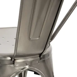 Garnero Arredamenti Sedie In Metallo|Sedie Polipropilene-Set 2 sedie in metallo impilabili grigio laccato Lix Argento