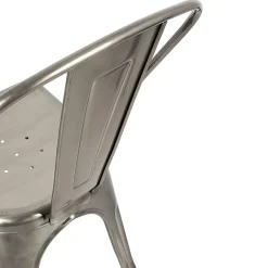 Garnero Arredamenti Sedie In Metallo|Sedie Polipropilene-Set 2 sedie in metallo impilabili grigio laccato Lix Argento