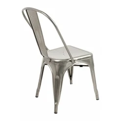 Garnero Arredamenti Sedie In Metallo|Sedie Polipropilene-Set 2 sedie in metallo impilabili grigio laccato Lix Argento